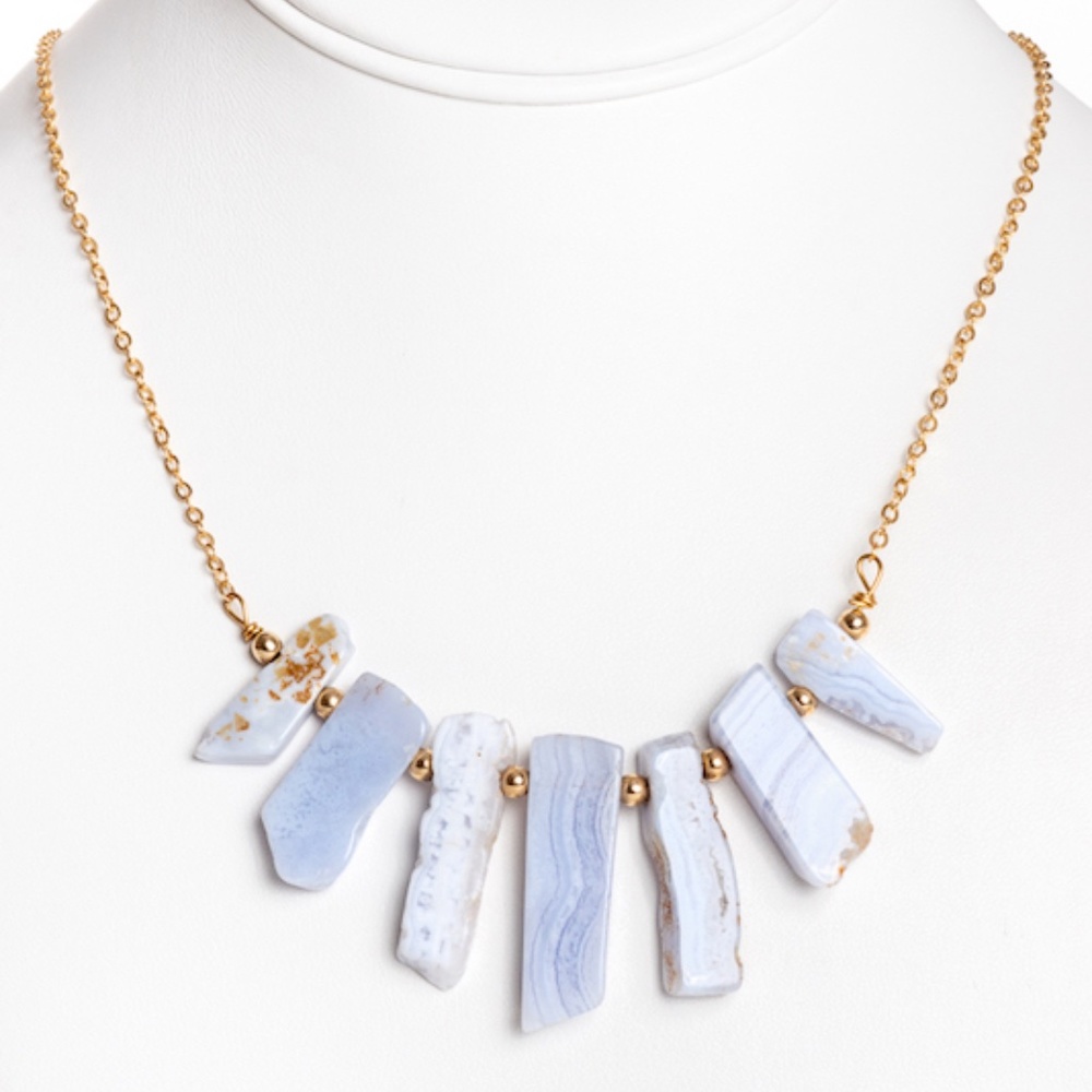 Blue Lace Agate Aztec Necklace